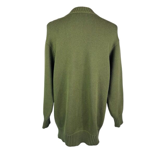 L’Academie Olive Green Mock Neck Wool Blend Chunky Knit Tunic Sweater Women XS - Picture 2 of 10